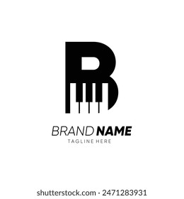 Letter B Initial Piano Logo Design Vector Icon Graphic Emblem Symbol Illustration