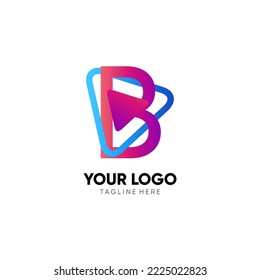 Letter B Initial Play Logo Design Vector Icon Graphic Emblem Illustration