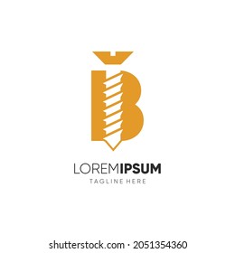 Letra B Modelo de diseño de logotipo de tornillo inicial Icono de vectores Emblema gráfico Ilustración plantilla de fondo