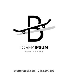 Letter B Initial Skateboard Logo Design Vector Icon Graphic Emblem Symbol Illustration