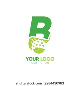 Letter B Initial Stick Golf Logo Design Vector Icon Graphic Emblem Illustration