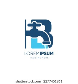 Letter B Initial Water Faucet Logo Design Vector Icon Graphic Emblem Illustration