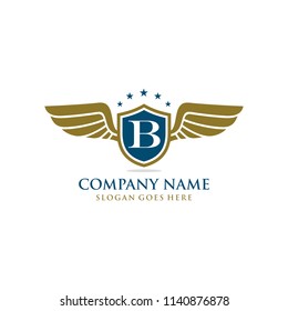 Letter B initial wing logo design