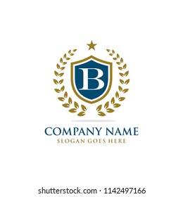Letter B initial wreath logo template
