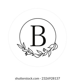 Letter "B" Initials with Round Floral Frames, Vector Monogram Logo, Cricut File