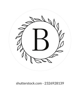 Letter "B" Initials with Round Floral Frames, Vector Monogram Logo, Cricut File