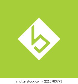 Letter B inside the rhombus vector logo. A logo isolated on green background. Logo for company, brand, business, product, industry, and event.