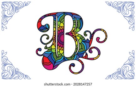 Letra B aislada en blanco. Carta romántica de hermosas flores. Alfabeto floral. Ilustración vectorial.