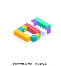 Letter B Isometric colorful cubes 3d design, three-dimensional letter vector illustration isolated on white background