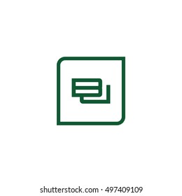 The letter B and J Monogram With Frame Square. Logo Design Template Green