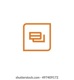 The letter B and J Monogram With Frame Square. Logo Design Template Orange
