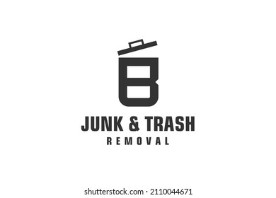 Letter B for junk removal logo design, environmentally friendly garbage disposal service, simple minimalist design.