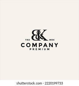 estilo vintage del icono del logotipo de letra B K
