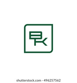 The letter B and K Monogram With Frame Square. Logo Design Template green
