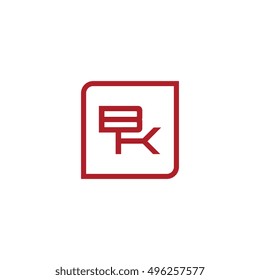 The letter B and K Monogram With Frame Square. Logo Design Template red