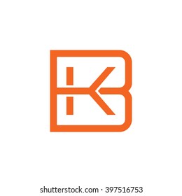 letter B and K monogram square shape logo orange