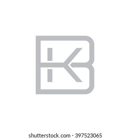 letter B and K monogram square shape logo gray