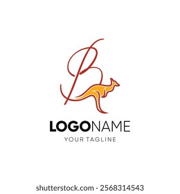 Letter B Kangaroo Logo Design Vector Icon Graphic Emblem Illustration