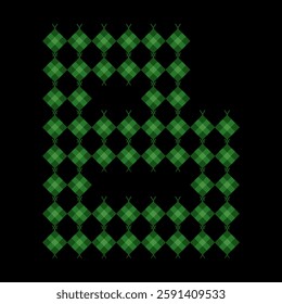 Letter B ketupat. Eid al-Fitr and Adha holiday dishes. Ketupat in organic green packaging. Eco-friendly Islamic culinary concept. Traditional rice dishes. Monogram style ketupat. Uppercase alphabet.