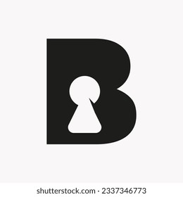 Letter B Key Hold Logo Design. Locked Icon, Security, Protection, Safe Symbol Vector Template