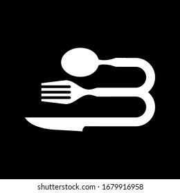 Letter B for kitchen company. There is spoon, fork, and knive