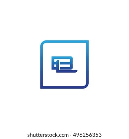 The letter B and L Monogram With Frame Square. Logo Design Template Blue