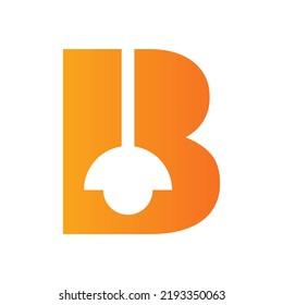 Letter B Lamp Logo Combined With Hanging Lamp Vector Template
