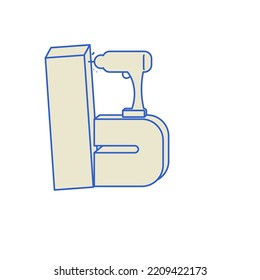 Letter b of the Latin alphabet stylized for repair. Suitable for logo isolated on white background. Flat Art Vector Illustration