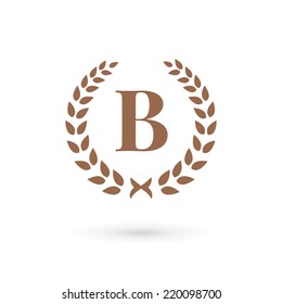 Letra B laurel guirlanda ícone logotipo