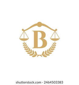 Letter B, Laurel Wreath and Scale of Justice logo 001