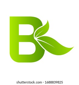 Letter B with leaf element,  Ecology concept
