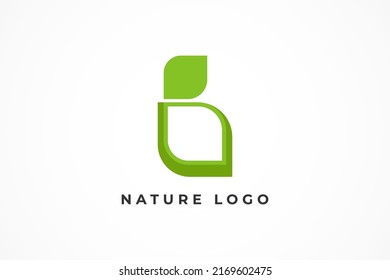 letter B leaf icon logo vector