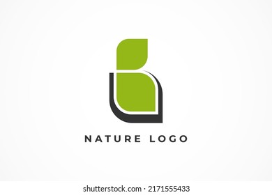 letter B leaf icon logo vector