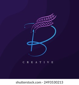 Buchstabe B Blatt Logo für Schönheit, Mode und Kosmetik. Schönes florales B Botanisches Logo