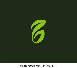 letter B leaf logo design template