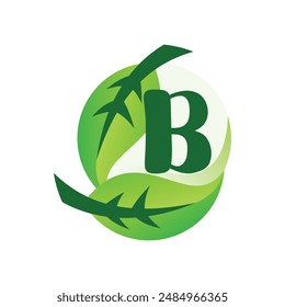 letter B leaf logo design vector