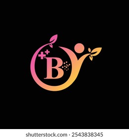Letra B Hoja Logo Diseño Ilustración vectorial Plantilla, B Hoja logo