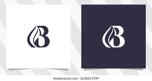 Letra B con Vector de diseño de logotipo de hoja