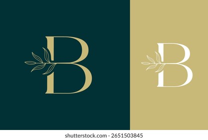 Letra B com logotipo folha design vetor ilustração para spa, beleza, hotel e negócios
