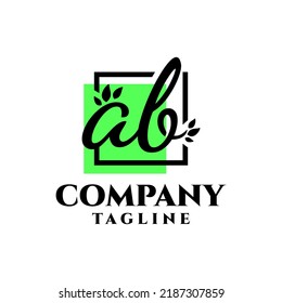 letter a and b with a leaf logo. good for any business related to nature things.