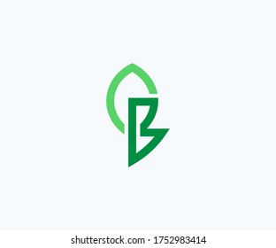 Letter B with leaf logo icon design vector