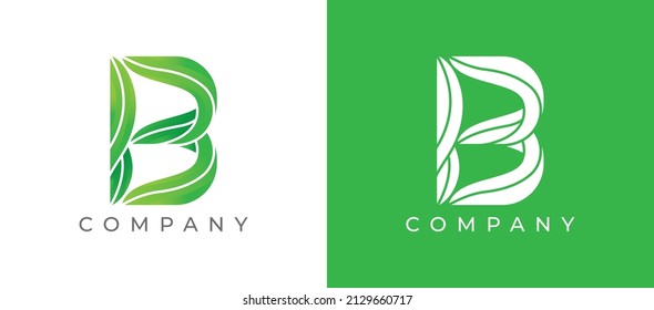 Letter B Leaf logo icon symbol. Vector logo template