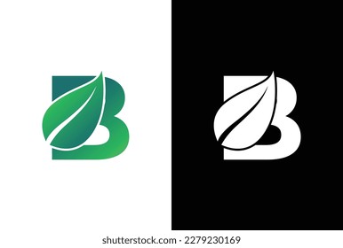 Letter B leaf logo icon design template vector. Symbol, alphabet, botanical, natural B letter logo design.