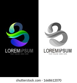Letra b con la ilustración del logotipo de hoja, icono de vida, símbolo médico, logotipo de la empresa con la letra b
