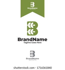 letras b y logo de hoja Pasos vectoriales