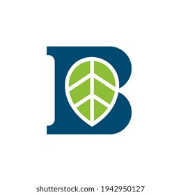 Letter B leaf nature logo icon design, vector illustration