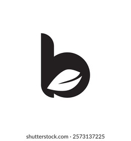 Letter B with leaf shape health logo