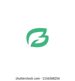 Letter B with Leaf Shape Logo Design