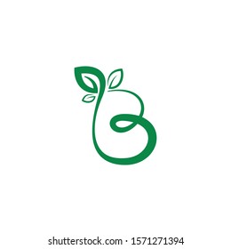 Letter B and leaf vector symbol