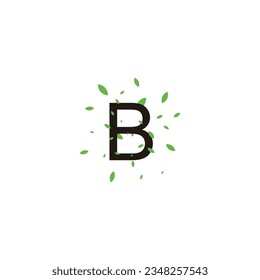 Letter B leaves geometric symbol simple logo vector